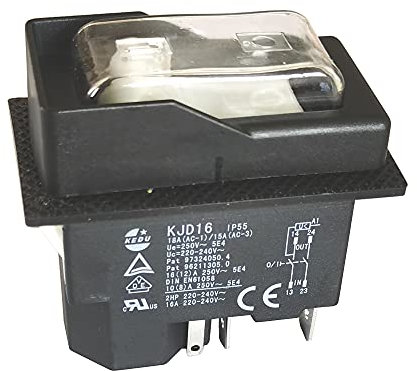 Pulsador electromagnético impermeable para picadora de derivación KEDU KJD16 16 A 240 V 4 pines blanco (5 pines)