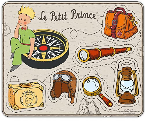 PLANÈTE BOIS 865004 le Petit Prince Flugzeugpuzzle-Lernspiel-Der kleine Prinz-865004-6 Teile-Mehrfarbig-Holz-Kinderspiel-Kinderpuzzle-21,5 cm x 17,5 cm-Ab 18 Monaten, Mehrfarbig