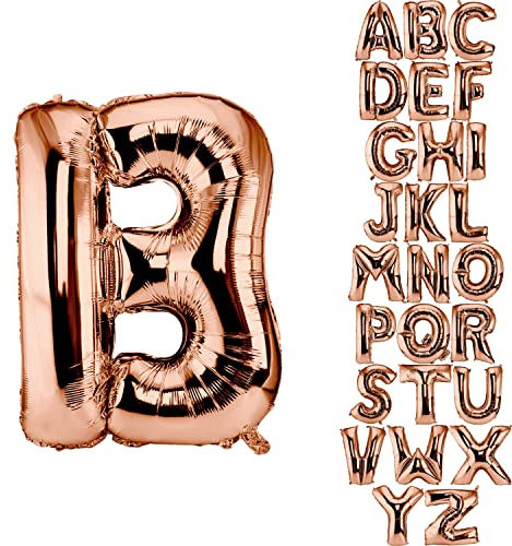 DekoRex Folienballon Rosegold 40cm Luftballon Geburtstag Hochzeit Deko (Buchstabe B)