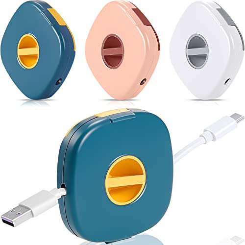 3 Pezzi Avvolgicavo Cable Supporto per Cavo di Ricarica Estensibile Vuoto Organizzatore di Cavi Telefonici Gestione dei Cavi Retrattili Multiuso Avvolgicavo USB Portatile, 3 Colori
