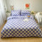 Lunoroey Purple Checkered Duvet Cover Set Single Size Purple And White Checkerboard Plaid Grid Quilt Cover Geometric Soft Bedding Set (1 Duvet Cover and 1 Pillowcase)