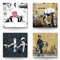 Banksy Bilder Leinwand im 4er-Set nach Graffiti Art, als Wandbilder zur Deko. Jedes Bilderset-J Leinwandbild ist 40x40cm groß. Tolle abstrakte Drucke zur Wand-Dekoration