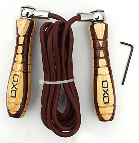 Wooden Handle Weighted Adjustable Leather Skipping Rope, Jump Speed Jumping Rope, Weight Loss, Exercise, Fitness Workout Training, Cordiovascular