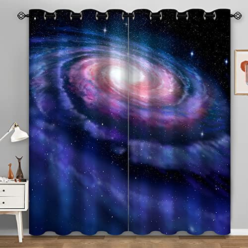 Aimego Galaxie-Verdunkelungsvorhänge, Weltraum-Universum, Nebel, Sternenhimmel, Solarplanet, Vorhänge, Dekoration für Kinder, Jungen, Schlafzimmer, Fensterbehandlung, 2-teiliges Set, 107.7x213.3 cm