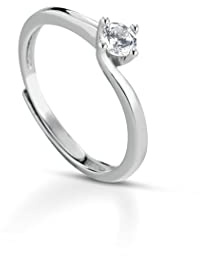 Anello Solitario Donna in Argento 925 con Pietra Zircone Taglio Brillante, Anello Argento Sterling Proposta Fidanzamento Idea Regalo, Dimensione Pietra 6 mm