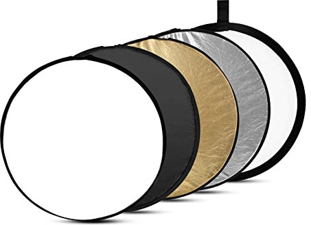 SMALLRIG 5 in 1 Reflektor 110cm 42-Zoll Lichtreflektor Zusammenklappbarer Fotografie Reflektor, mit Tragetasche, durchscheinend Silber Gold Weiß und Schwarz – 4130