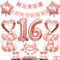 Dalettu Geburtstagdeko 16 Jahre Mädchen, Luftballon 16. Geburtstag Deko, Tortendeko 16 Jahre Geburtstag Mädchen, Folienballon Zahl 16 Rosegold, Happy Birthday Girlande für 16. Geburtstag Party Deko