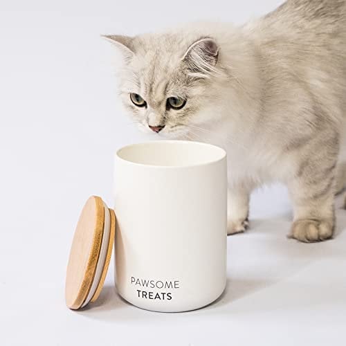 LucyBalu® Luftdichte Katzenfutter Aufbewahrungsbox | Tierfutterbehälter für Katzen | Katzenfutter Dose | Trockenfutter Aufbewahrungsdose mit Deckel | Katzen Leckerli Dose | Katzen Futterbox | Weiß