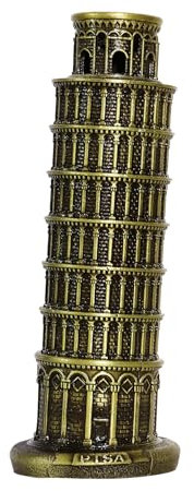 IUXROBU Schiefer Turm von Pisa Statue Italien Souvenirs Metall Wahrzeichen Gebäude Sammlerstück Modell Skulptur Wohnzimmer Dekoration für Desktop Bücherregal