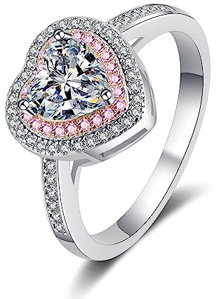 Zehring Silber 925, Metallring Groß Silber Weißer 1 Karat Moissanit mit 3 Zinken Modische Eheringe Größe 57 (18.1)