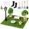 LOHAME 14 Stück Miniatur Garten Zubehör Set Mini Garten Dekoration Mikrolandschaft Garten Minigarten Miniatur Gartenmöbel mit Kunstrasen Gartenbank Straßenlaterne für Kinder Puppenhaus Feegarten