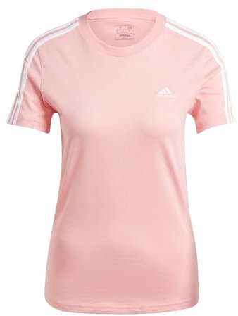 adidas Femme Essentials Slim 3-Stripes Tee, Semi Pink Spark F24 / White, M
