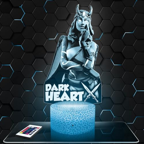Nachttischlampe - Touch-Nachtlicht Videospiel DarkHeart 3D-LED-Lampe Illusion, Geschenkidee Weihnachten Geburtstag Junge und Mädchen Nachttischlampe Kinder- oder Erwachsenenzimmer