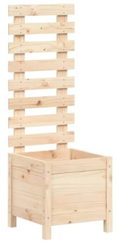 vidaXL Pflanzkübel, Blumenkübel mit Rankhilfe, Pflanzkasten Pflanzgefäß für Garten Terrasse, Blumentopf Blumenkasten, 39x39,5x114 cm Massivholz Kiefer