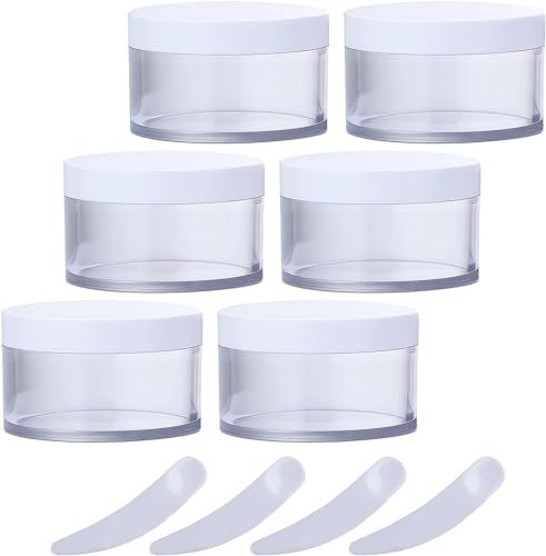 Envases de cosméticos de viaje, frascos de botellas de viaje, paquete de 6, frascos de cosméticos de plástico transparente vacíos de 200 g con tapa de rosca, recipiente de 200 ml for crema de lociones