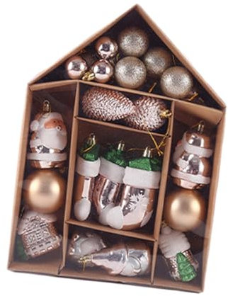 Folpus Weihnachtskugeln, Ornamente, Weihnachtskugeln, große Menge Weihnachtsbaumdekorationsset für Feierlichkeiten, Champagner-Weihnachtsmann-Set