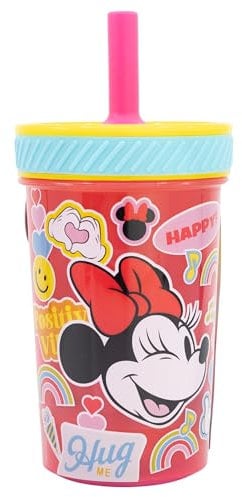 Stor Kippsicherer Kunststoffbecher mit Silikon-Strohhalm von Minnie