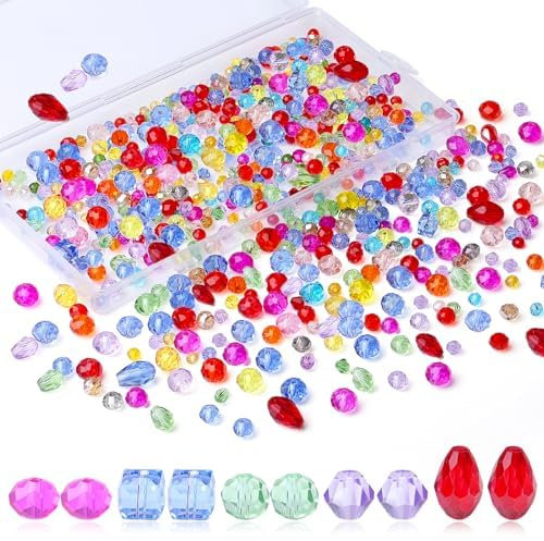 XIANNVXI Bunte Glasperlen zum Auffädeln, Bastelperlen Set 4/6/8 mm Perlen zum Auffädeln, 800 Stück Glitzer Glasperlen für Armbänder Ohrringe Basteln DIY Schmuckherstellung (Gemischte Farbe Perlen)