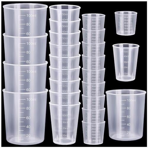 25 Pcs Plastic Measuring Cups, Resin Mixing Cups, Epoxy Mixing Cups, Paint Measuring Cups for Resin, Liquid Beakers Cups 30ml 50ml 100ml