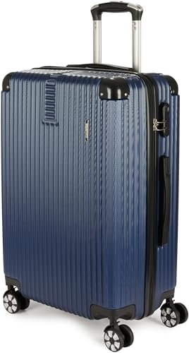 BRUBAKER Hartschalen Reisekoffer London - Rollkoffer mit Zahlenschloss, 4 Rollen und Komfort Tragegriffen - ABS Koffer 43 x 66,5 x 26 cm - Hartschalenkoffer Trolley (L - Blau)