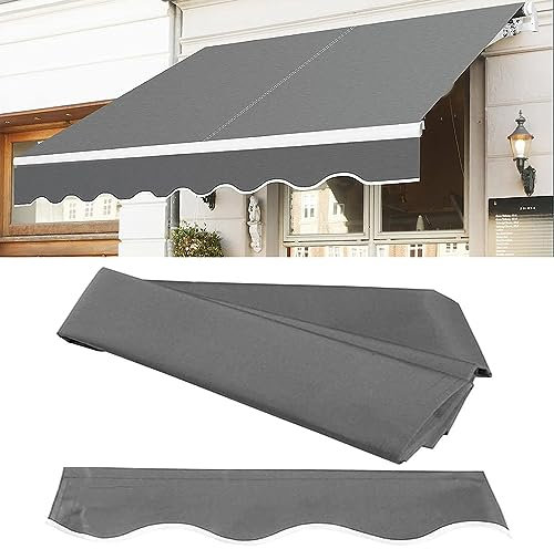 ZDHFFFUK Einziehbare Terrassenmarkise, Ersatzstoff für den Außenbereich, Garten-Sonnenschutz, Markisenabdeckung, wasserdichtes 280 g Polyestergewebe mit Volant vorne, UV-Schutz (Größe: 4,6 x 3 m, Far