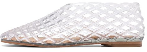 Molozoey Gelee-Netz-Ballerinas für Damen, geschlossene Zehenpartie, Gelee-Schuhe, bequeme, transparente Jelly-Flats für Damen., Transparent, 40 EU