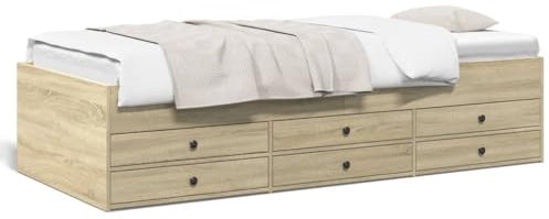 Faroom Tagesbett mit Stauraum, Schlafcouch mit 6 Schubladen und Lattenrost, Tagesbett Holz,Einzelbett 90 x 200 cm, Funktionsbett Stauraumbett, Jugendbett Kinderbett Sonoma Eiche