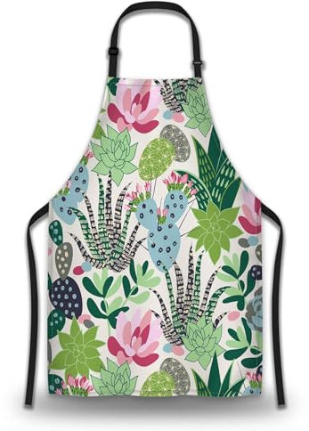 Olikked Gartenschürze für Damen, Sukkulenten und Kakteen, Küchenschürzen für Herren, für Küche, Kochen, Restaurant, Grillen, Malen, Basteln, Gartenarbeit, 68,6 cm (B) x 78,7 cm (H), wasserdichte