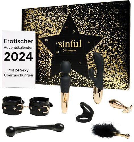 Sinful Premium Erotischer Sex Adventskalender 2024 für Paare - Erotische adventskalender 2024 - Erwachsene Sexspielzeug mit 24 Sexy Überraschungen - Sex Toys Set für Erwachsene - Warenwert 550€
