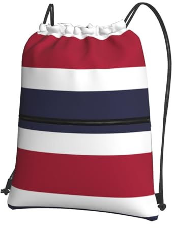 Kingww Rucksack mit Thailand-Flagge, Fitnessstudio, Einkaufen und Yoga mit Kordelzug, Schwarz , One size