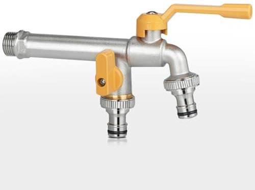 SXWYLZ Grifo Exterior Doble Salida Latón Grifo Exterior Pared Largo Válvula de Doble Salida para Grifo Grifo Terraza Exterior Pared Antihielo