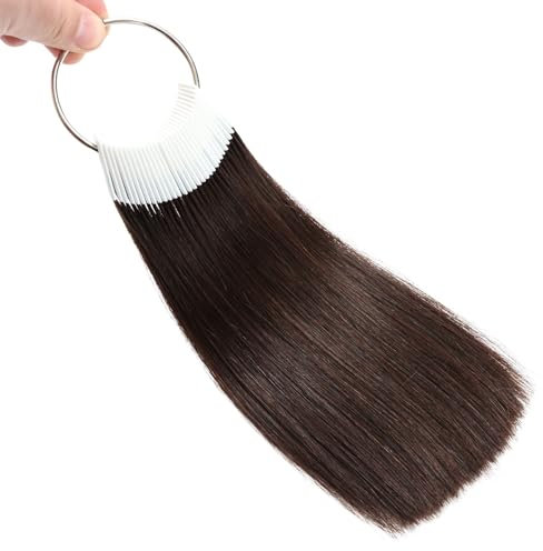 Echthaar-Farbmuster zur Farbprüfung Dunkelbraun Tonstufe 2 Natürliche Muster für Friseursalons Farbringe 30 Stück 20cm
