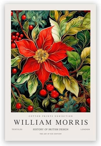 Rikin Liuff William Morris Rote Blume Poster William Morris Pflanze Leinwand Wandkunst William Morris Drucke und Malerei für Home Decor Bild 40x65cm Kein Rahmen