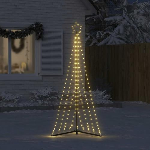 IKAYAA Luces Árbol de Navidad con Estrella, Arbol Navidad Exterior Led, 339 LED Impermeables luz 8 Modos, Arbol Navidad Led 182 cm, Blanco cálido, Decoración Navidad Jardín Exterior