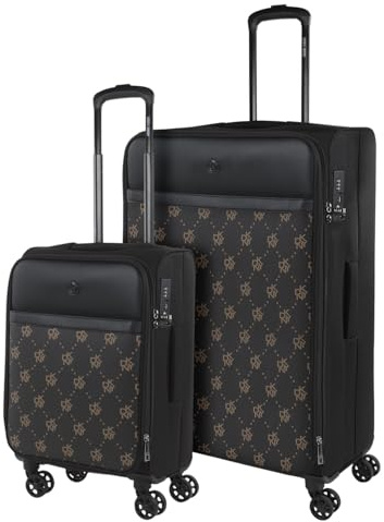 DKNY - Kofferset Weichschale, Koffer Set 2 Teilig, Reisekoffer Set Mit Handgepäck Erweiterbares Volumen, Weichschalenkoffer Mit 4 Rollen Für Reisen. Mit TSA-Schloss, Schwarz