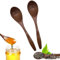 Wooden Spoons 2pcs, Honey Spoon Natural, Small Wooden Spoon Handmade Wooden Teaspoons Coffee Spoon for Kitchen Home Accessories