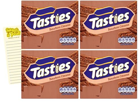 Bourbon Biscuits Bundle with Tasties Bourbon Creams 300g x4 and Intrinsic Treats Shopping List Card
