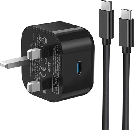 For Samsung 45W Fast Charge Plug and Cable 1M, Samsung USB C Charger with Type C USBC Lead Charging for Galaxy S25 S24 S23 S22 S21 S20 A55 A54 A53 A52S A32 A33 A35 A20E A21S A25 A05S A04 A16 A15 A14