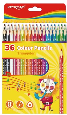 KEYROAD Kinder, Schul Zubehör, Buntstifte Günstig, Dreieckig, 3mm, 36 Stk., Box
