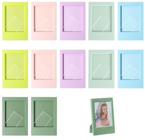Sxutop Mini Bilderrahmen12 Stück Kleine Bilderrahmen 3 Zoll Kunststoff Sofortbildkamera Fotorahmen Bunte Bilderrahmen Set Kompatibel mit Polaroid Fujifilm Instax Mini Bilderalbum(6 Farbe)