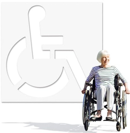 Pochoirs de stationnement peints | Symbole d'accès pour personnes handicapées, signalisation résistante aux intempéries et haute visibilité pour marquage des rails de handicapés