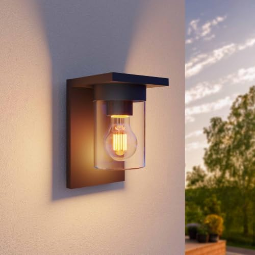Ledvion LED Wandleuchte inkl. Sensor Anthrazit E27 Fassung IP44 Schwarz | Für Einfahrt Gartenweg Terrasse oder Fassade geeignet und klar auf den Außeneinsatz ausgerichtet