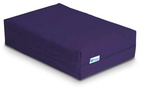 Yogan Kopfkissen/Kopfpolster (7,6 cm) für Yoga/Pilates, Außenbezug aus Bio-Baumwolle (abnehmbar und waschbar), Innenbezug mit recycelter Faserfüllung, 30 cm x 20 cm x 7,5 cm, Königsviolett