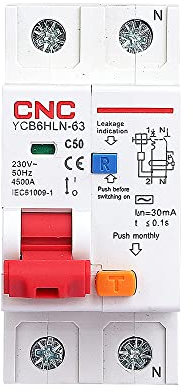 Janmobrian Circuit Breaker, Circuit Breakers CNC 230V 50/60 HZ RCBO MCB 30mA Residual Current Circuit Breaker With Over Current And Leakage Protection 6/10/16/20/25/32/40 A(B25A)
