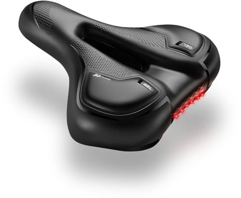 Focenat Fahrradsattel Herren Damen, Gel Fahrradsitz Stoßdämpfend, Fahrradsattel Bequem Silikonfüllung, Fahrrad Sattel Ergonomisch mit wasserdichte Abdeckung und Nachtreflektierenden Streifen