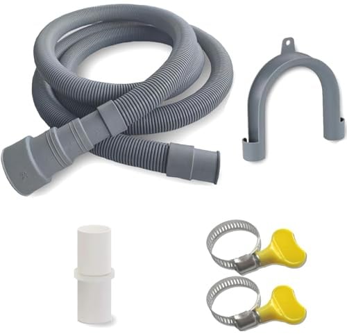 YFOViKZ Ablaufschlauch Waschmaschine, 1m Universal Waschmaschinen Schlauch Verlängerungsrohr, Universal Waschmaschine, Geschirrspüler, Trockner, inkl. Schlauchverbinder und Schlauchschelle