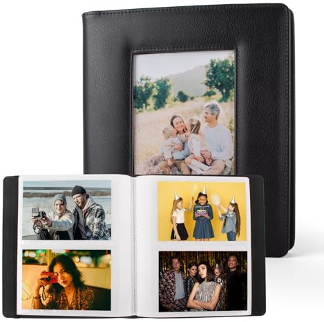 MUZIRI KINOKOO Hardcover-Fotoalbum mit 160 Taschen, für 10 x 15 cm große Bilder, PU-Leder, großes Fassungsvermögen, Album für 15,2 cm Fotos, Familienhochzeit, Baby, Urlaub, Gedenk-Fotoalbum, Schwarz
