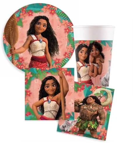 Kit n.2 Accessori Tavola Oceania per 16 persone per allestire la tavola del compleanno della tua bambina vaiana maui oceano compleanno festa party
