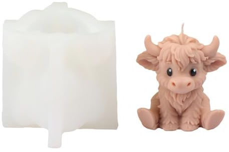 JS MOLD ZHF91212 Moule en silicone en forme d'animaux, vache amoureuse, moules en plâtre à couler, pour bougies faites maison, plâtre et résine