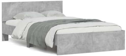 YNGBHFNOP Cadre de Lit 120x190 cm avec Tête de Lit, LED RGB Multicolore et Contrôle USB, Gris Béton, Structure en Bois d'Ingénierie Durable pour Chambre à Coucher Moderne